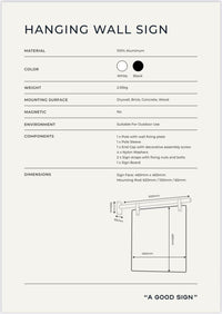 White Satin Double Sided Aluminium Hanging Sign